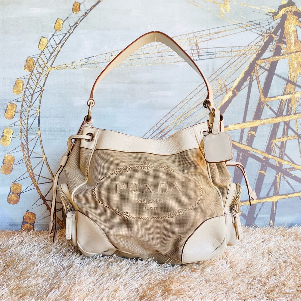 Prada Canapa Logo Jacquard Shoulder Bag